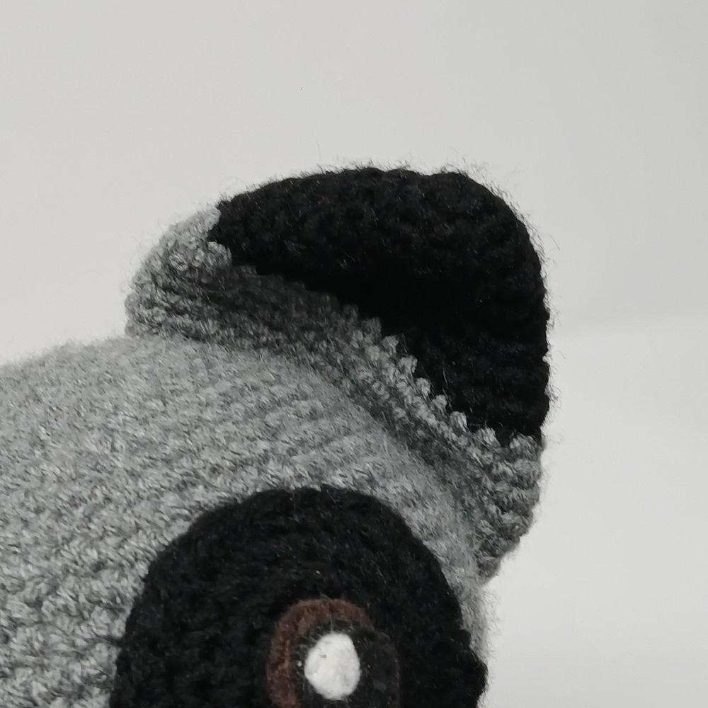Adorable Handmade Gray Raccoon Doll Crocheted Stuffed Animal Plush Toy 13 Inches - Picture 6 of 8
